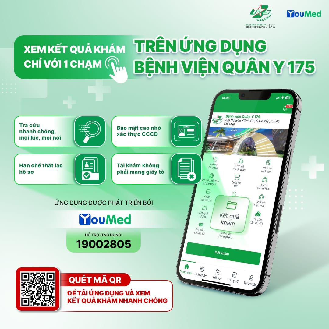 Ra mắt tính năng xem kết quả khám trên ứng dụng Bệnh viện Quân Y 175