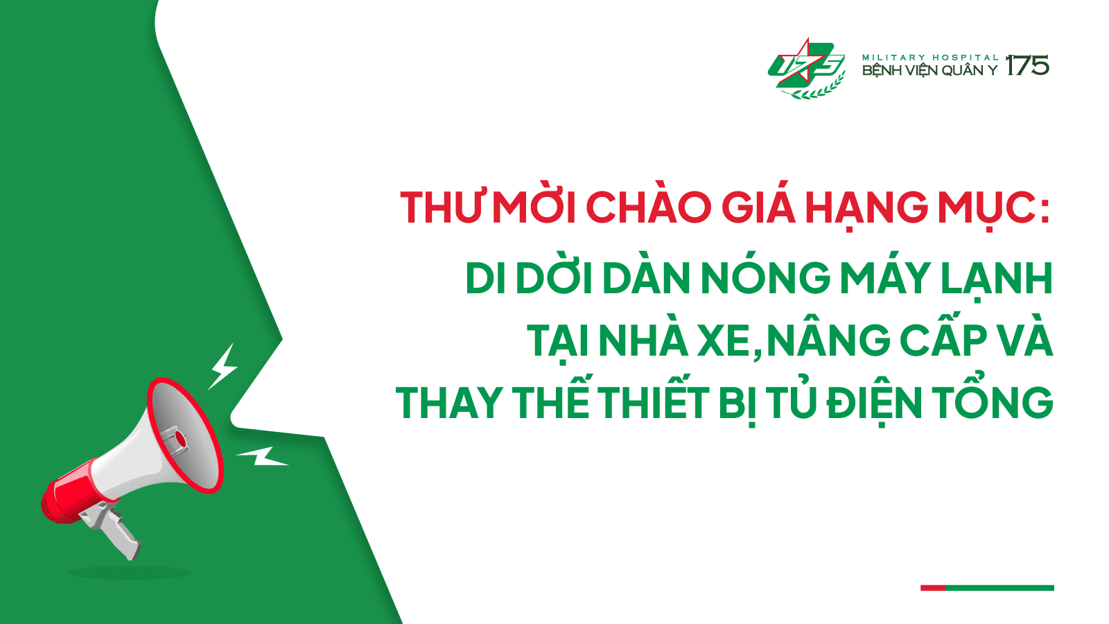 Thư mời chào giá hạng mục: Di dời dàn nóng máy lạnh tại nhà xe, nâng cấp và thay thế thiết bị tủ điện tổng
