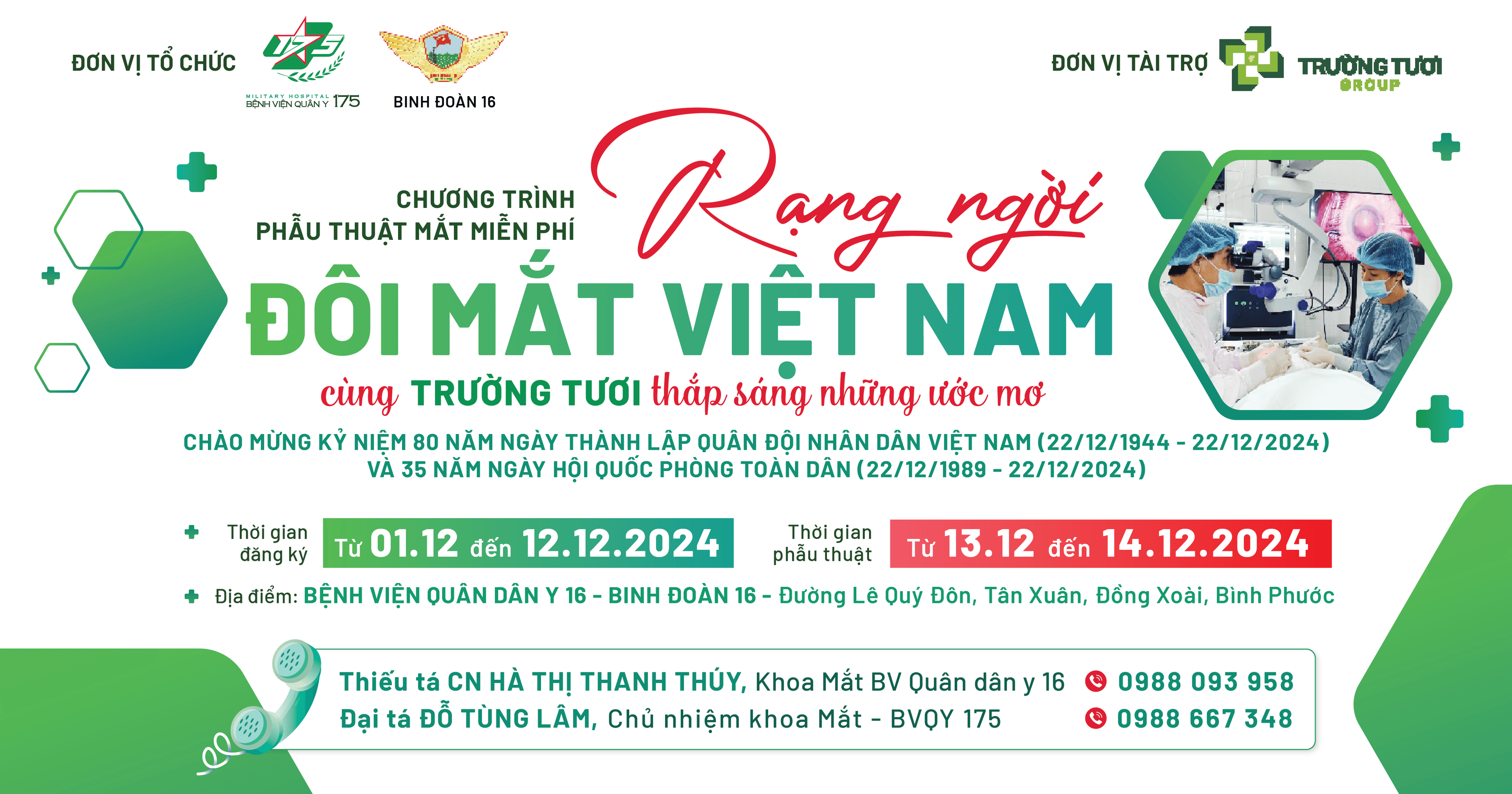 Bệnh viện Quân y 175 triển khai chương trình “Rạng ngời đôi mắt Việt Nam” năm 2024