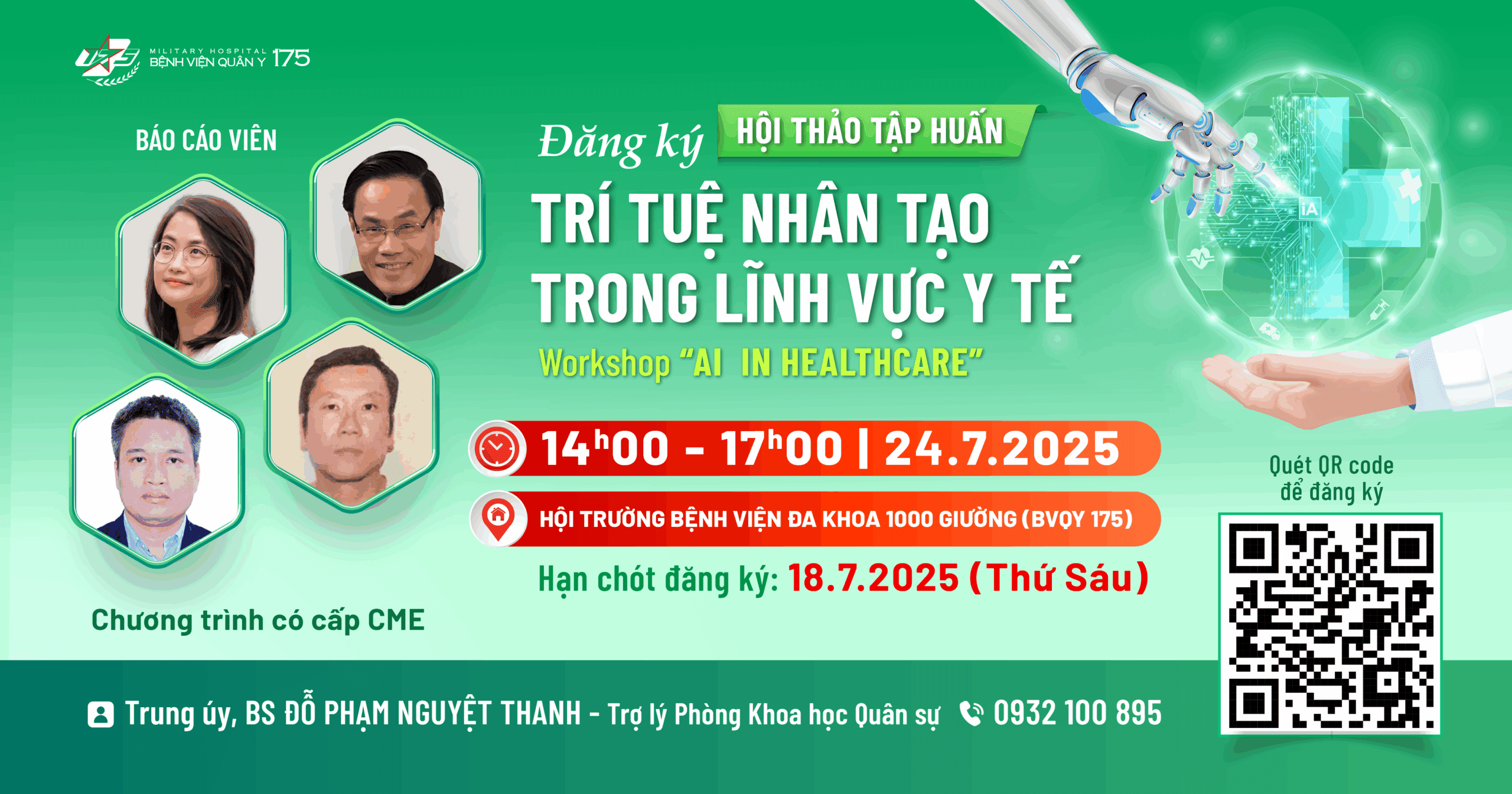 Đăng ký tham gia Hội thảo tập huấn “Trí tuệ nhân tạo trong lĩnh vực y tế”– Workshop “AI in Healthcare”